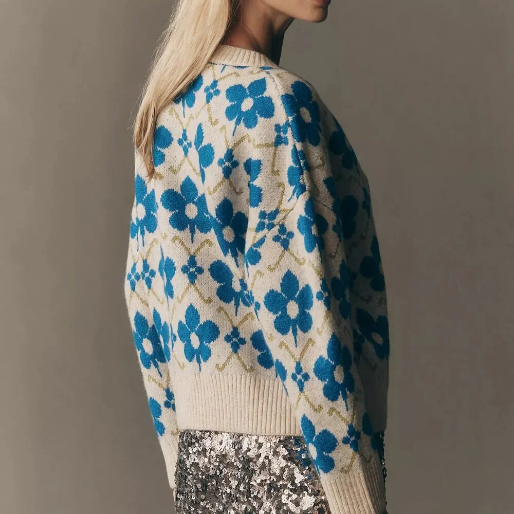 Maeve Graphic Intarsia Cardigan Sweater - Picture 4 of 4